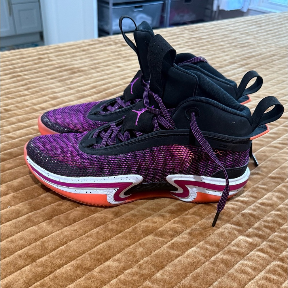 Air Jordan 36 Size 12 Stylish Black and Pink Men's Sneakers